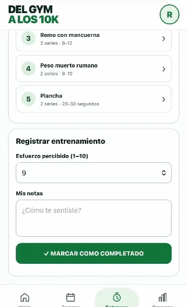 TU PROGRESO — pantalla del aplicativo